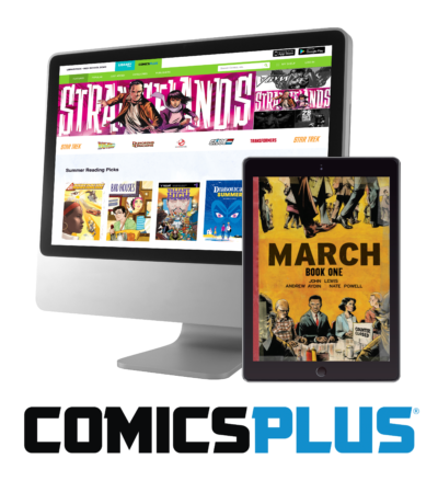 Comics Plus logo and webpage