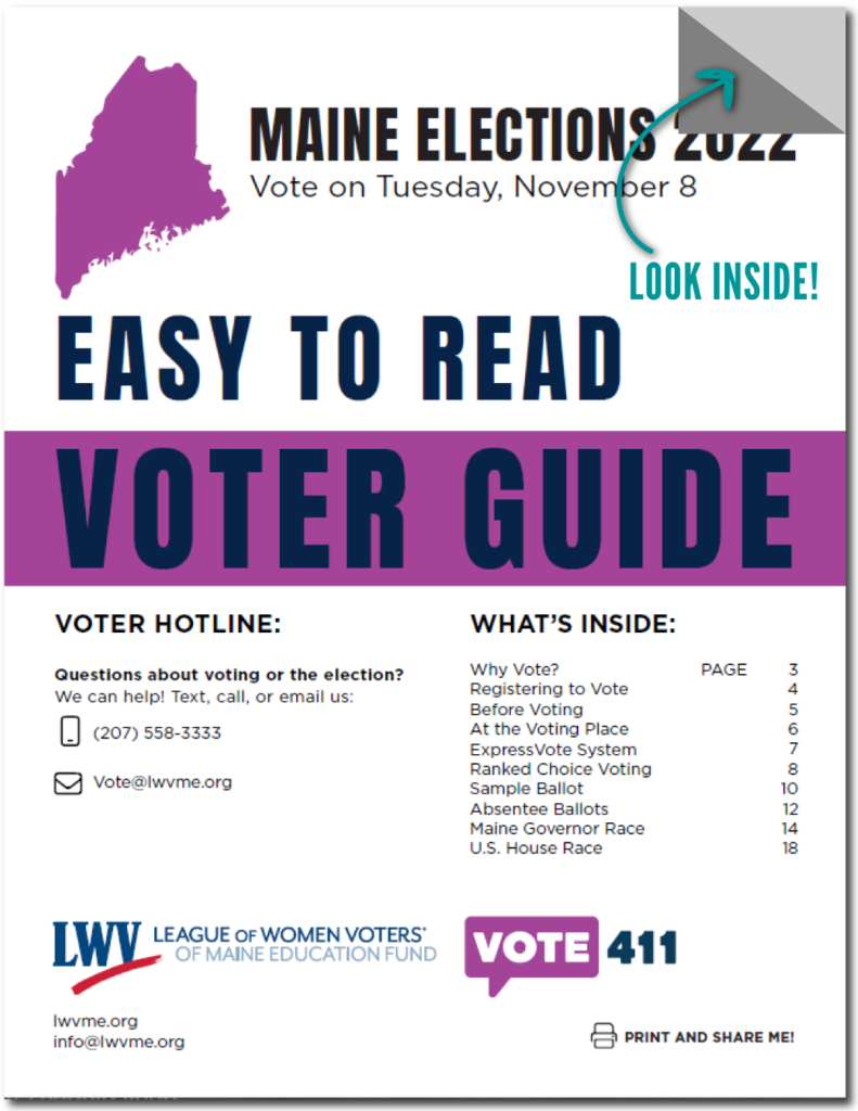 League of Women Voters of Maine's Easy to Read Voter Guide