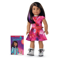 American Girl doll Luciana and a book