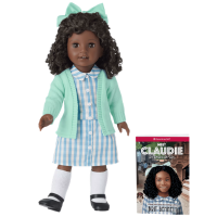American Girl doll Claudie and a book
